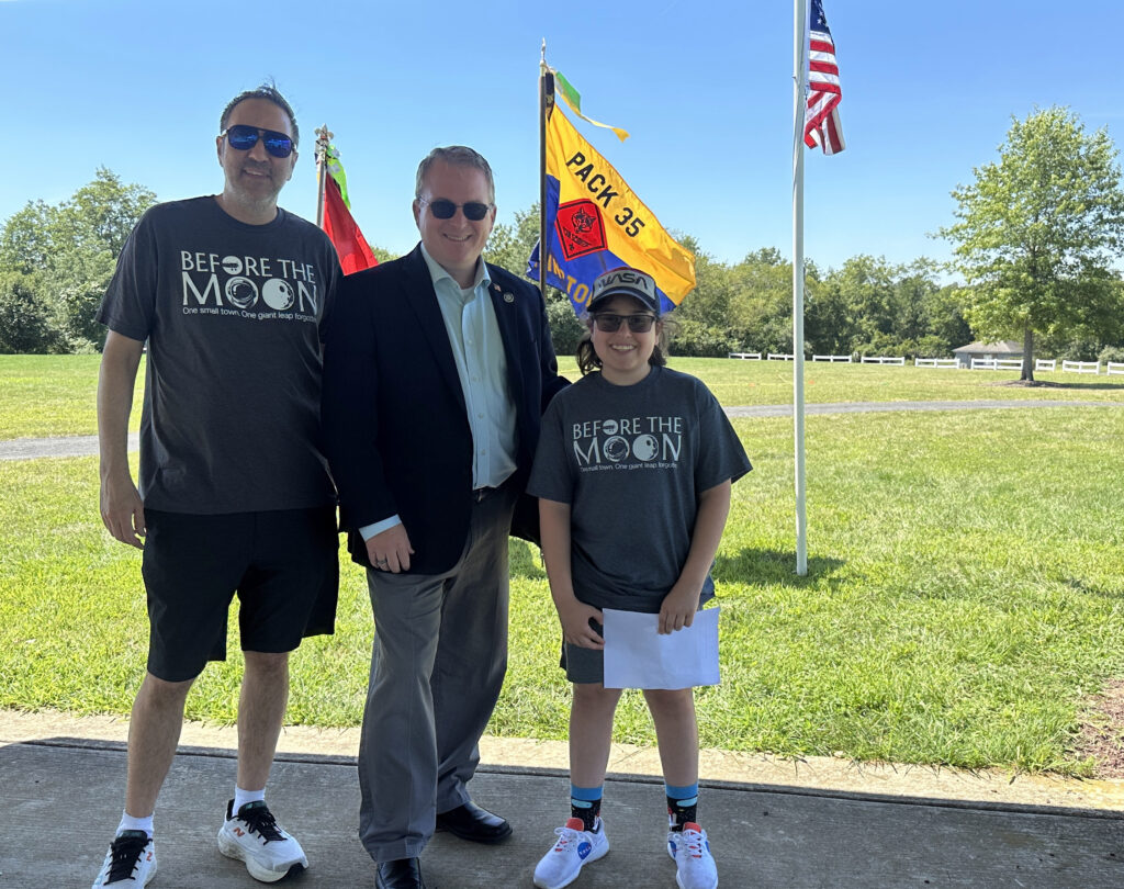 State Representative Brian Munroe with Before the Moon Director Jason Sherman and 12 Year Old  Production Assistant Brandon Surnitsky